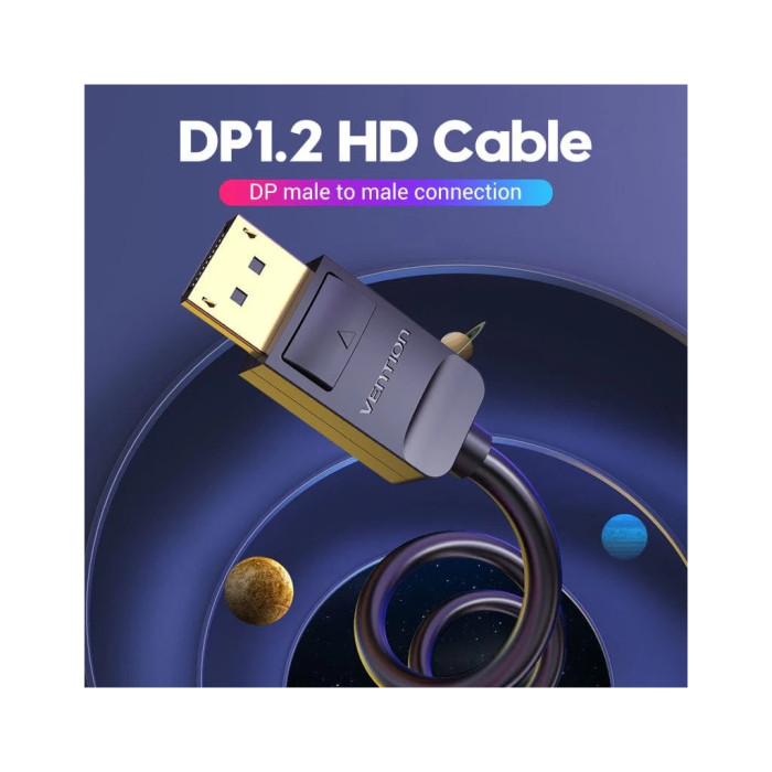 Кабель мультимедійний DisplayPort M to DisplayPort M 1.5m 4K60Hz black Vention (HACBG)