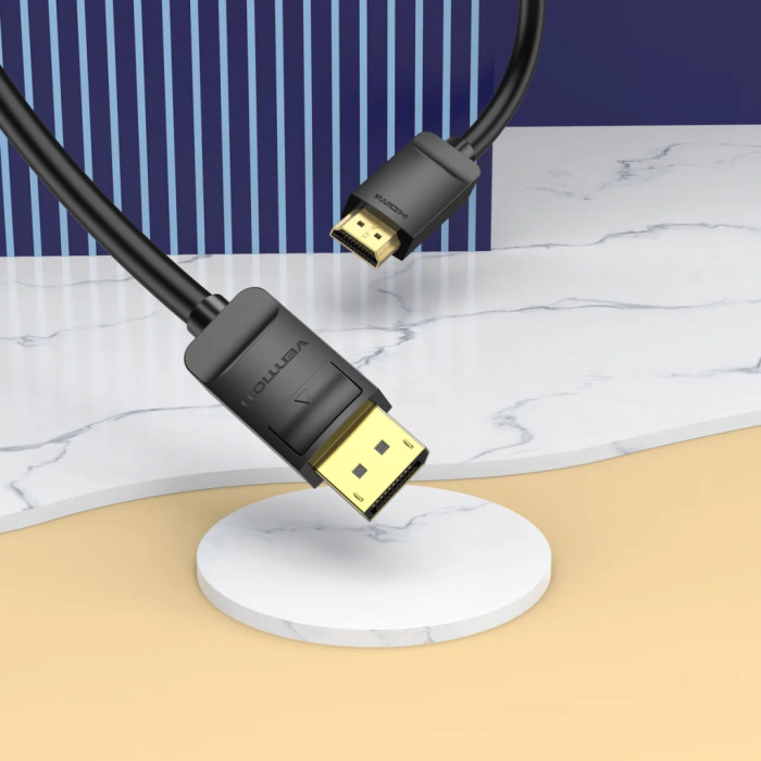 Кабель мультимедійний DisplayPort M to HDMI M 1.5m 1080p60Hz black Vention (HADBG)