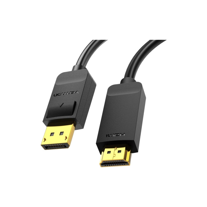 Кабель мультимедійний DisplayPort M to HDMI M 1.5m 4K30Hz black Vention (HAGBG)
