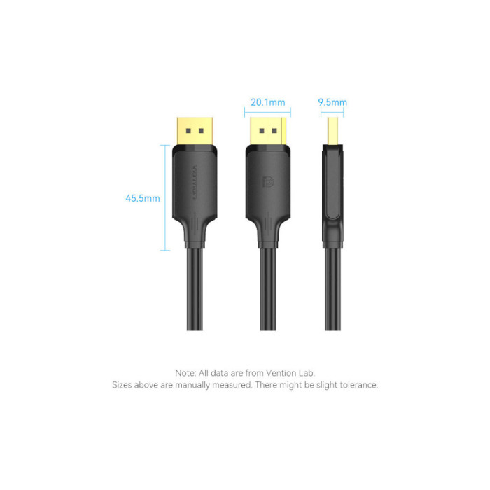 Кабель мультимедійний DisplayPort M to DisplayPort M 3.0m V1.2 4K 60Hz 3D Dolby 7.1 Vention (HAKBI)