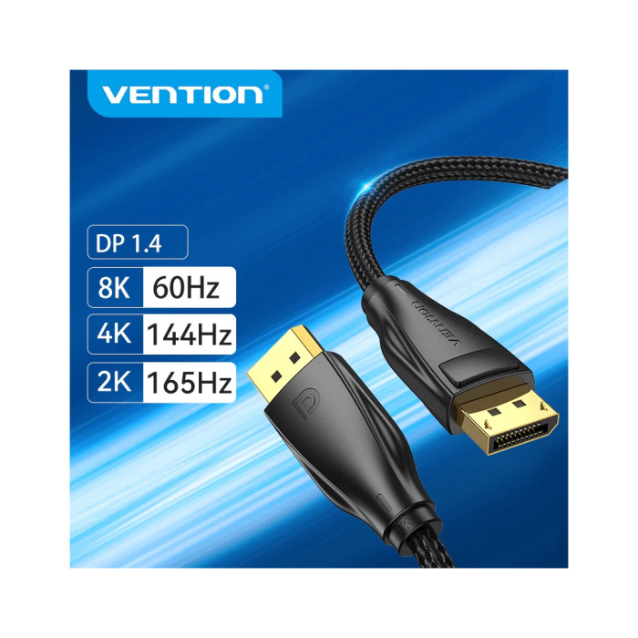 Кабель мультимедійний DisplayPort M to DisplayPort M 1.5m 8K60Hz black Vention (HCCBG)