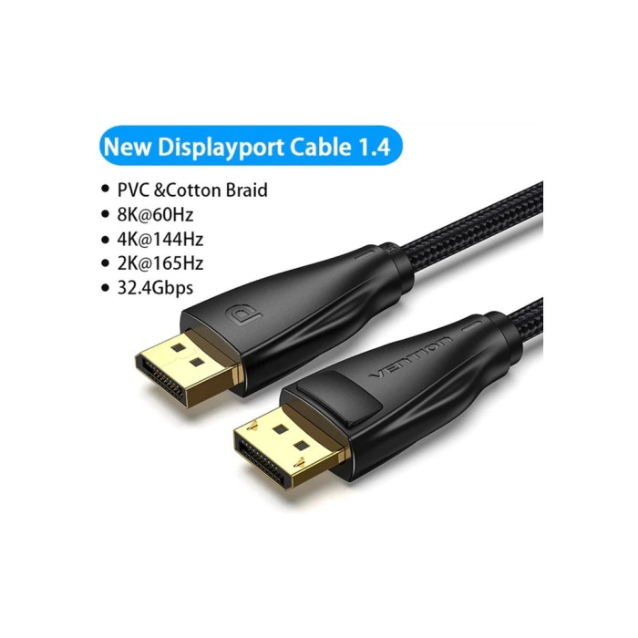 Кабель мультимедійний DisplayPort M to DisplayPort M 3.0m 8K60Hz black Vention (HCCBI)