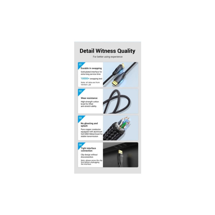 Кабель мультимедійний DisplayPort M to DisplayPort M 3.0m 8K60Hz black Vention (HCCBI)