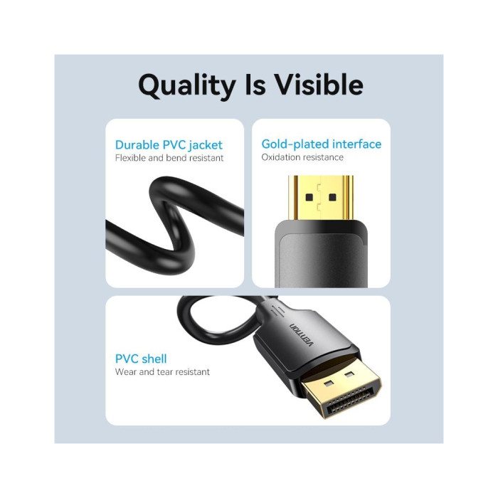 Кабель мультимедійний DisplayPort M to HDMI M 1.8m 4K40Hz black Vention (HFOBAC)