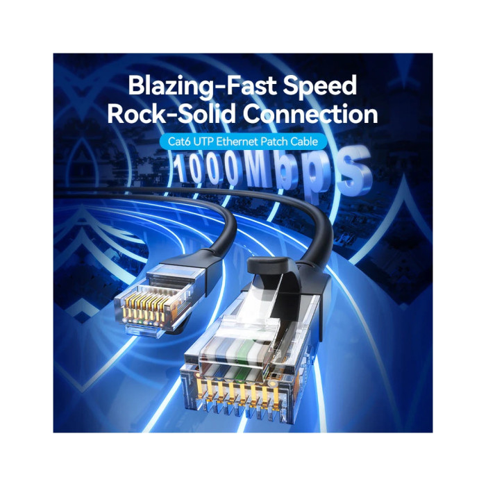 Патч-корд 3м, UTP cat 6 RJ-45 black Vention (IBEBI)