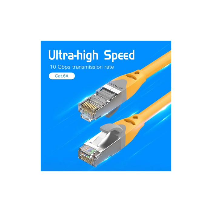 Патч-корд 1м, S/FTP cat 6A RJ-45 yellow Vention (IBHYF)