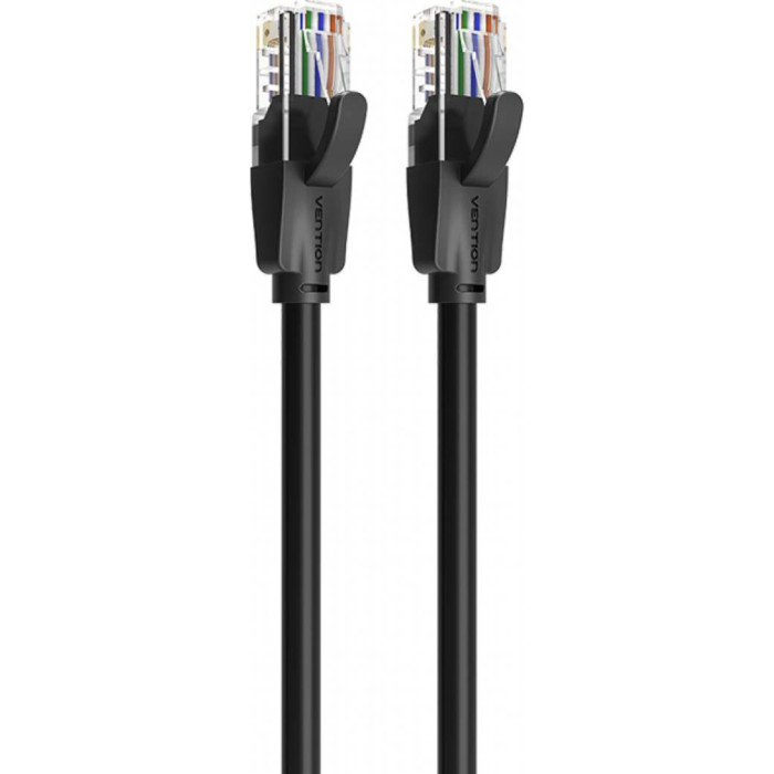 Патч-корд 1.5м, UTP cat 6 RJ-45 flat black Vention (IBJBG)