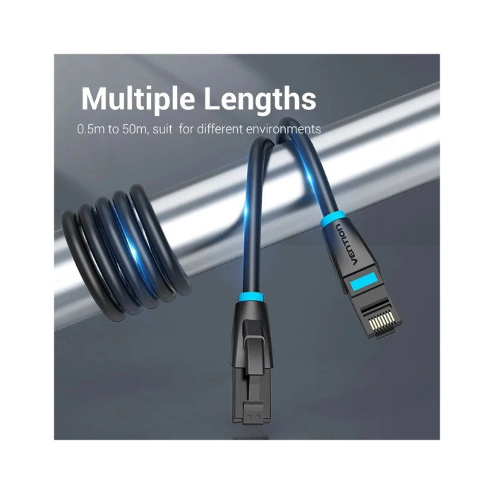 Патч-корд 1м, UTP cat 6 RJ-45 black Vention (IBKBF)