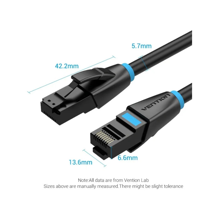 Патч-корд 1м, UTP cat 6 RJ-45 black Vention (IBKBF)