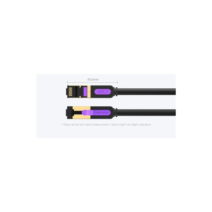 Патч-корд 1м, S/FTP cat 7 RJ-45 black Vention (ICDBF)