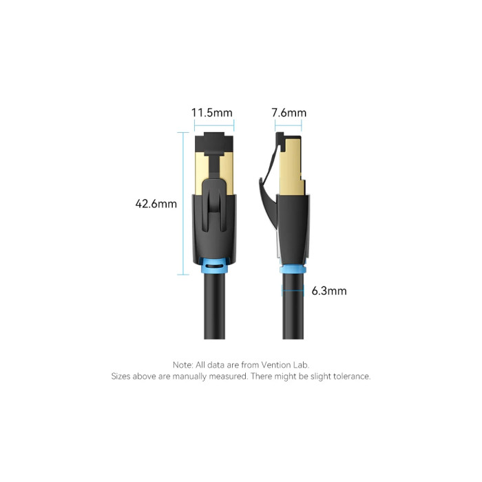 Патч-корд 8м, S/FTP cat 8 RJ-45 black Vention (IKABK)