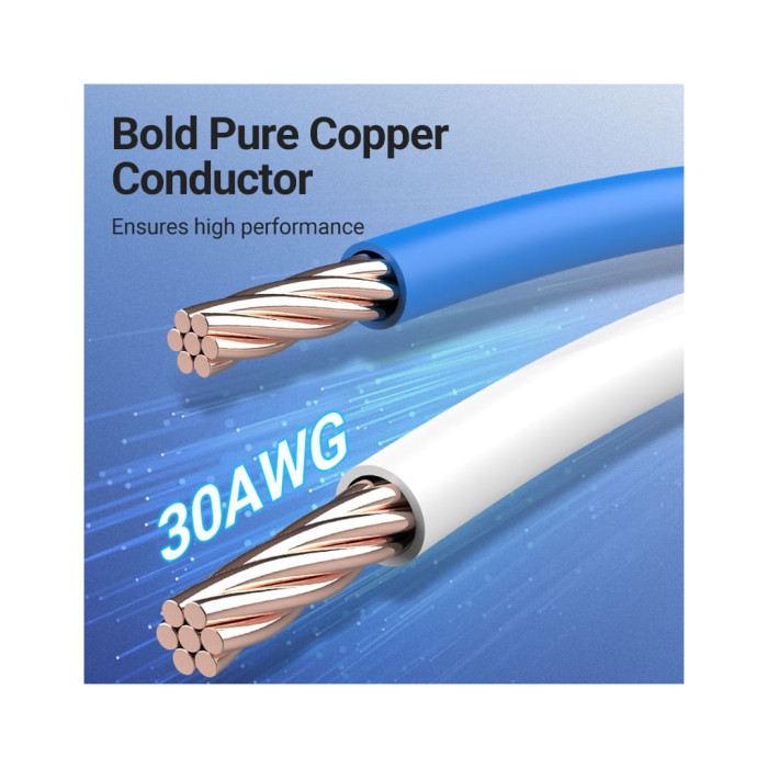 Патч-корд 0.5м, S/FTP cat 8 RJ-45 COPPER black Vention (IKGBD)