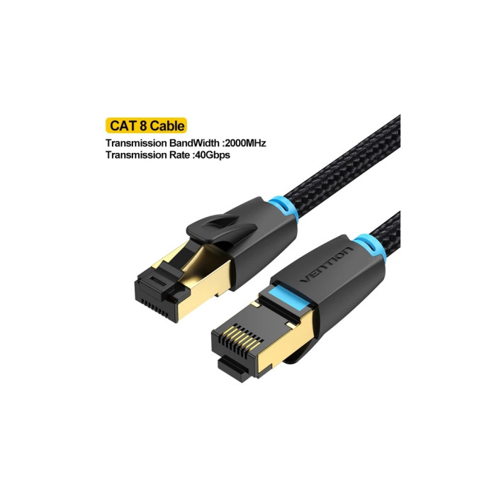 Патч-корд 2м, S/FTP cat 8 RJ-45 black Vention (IKGBH)