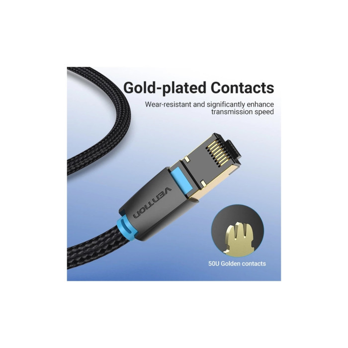 Патч-корд 2м, S/FTP cat 8 RJ-45 black Vention (IKGBH)