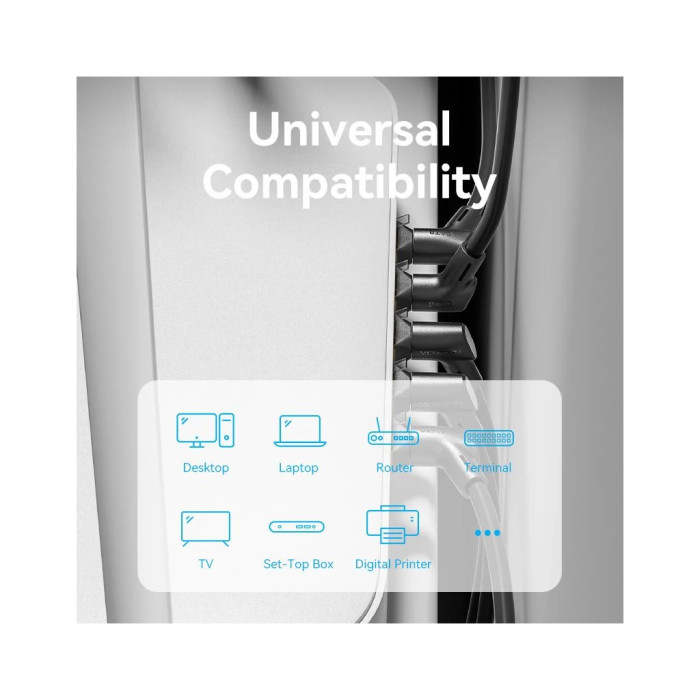 Патч-корд 1м STP cat 8 RJ-45 90° corner black Vention (IKLBF)