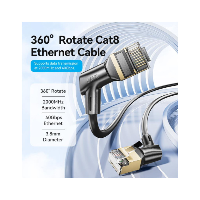 Патч-корд 1м STP cat 8 RJ-45 90° corner black Vention (IKLBF)