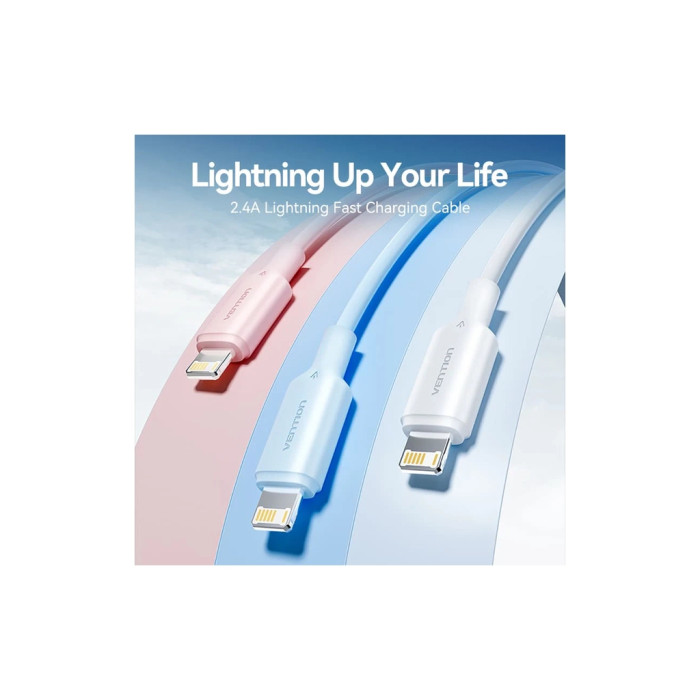 Дата кабель USB 2.0 AM to Lightning 1.0m 2.4A black Vention (LAMBF)
