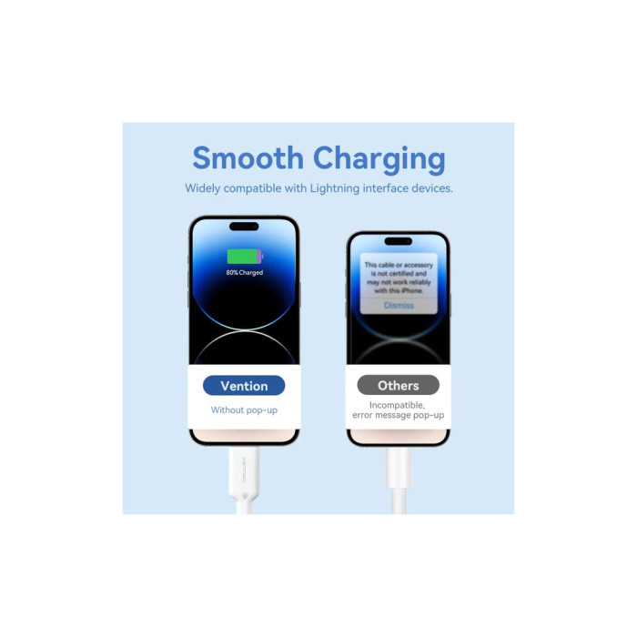 Дата кабель USB 2.0 AM to Lightning 1.0m 2.4A black Vention (LAMBF)