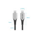 Дата кабель USB-C to USB-C 0.5m 60W USB 3.1 cotton braided Vention (TAAHD)