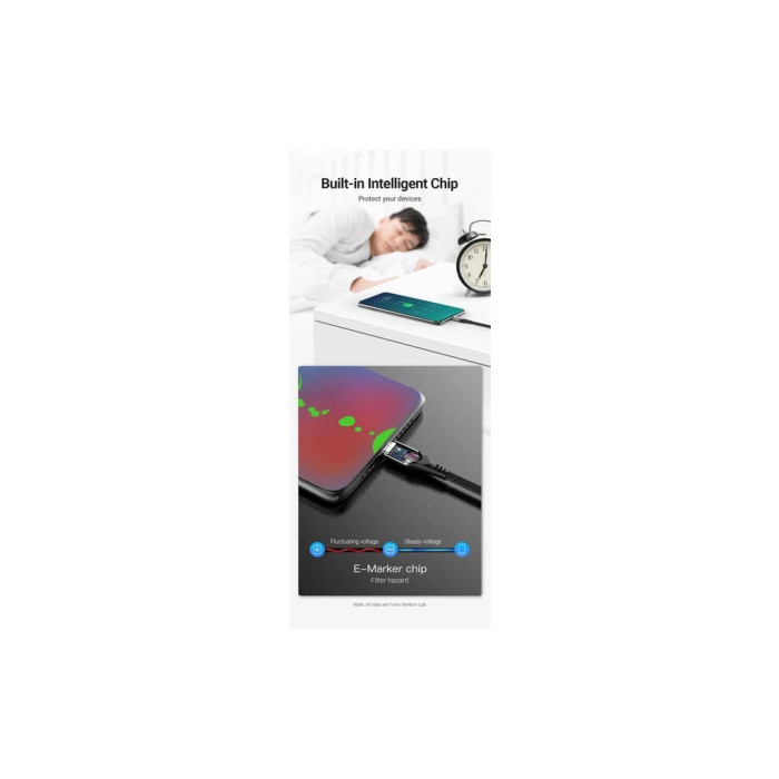 Дата кабель USB-C to USB-C 1.0m 5A aluminum gray Vention (TAEHF)