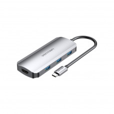 Концентратор Vention USB3.1 Type-C --> HDMI/USB 3.0x3/PD 100W Hub 5-in-1 (TODHB)