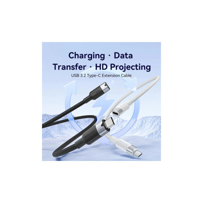Дата кабель USB-C M/F 1.0m 100W 10Gbps 4K60Hz Vention (TRFBF)