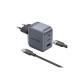 Зарядний пристрій Vention 2xUSB-C PD70W + 1xUSB QC3.0 22.5W GaN + cable USB-C to USB-C 1.0m black gray (TZ-FEXH0-EU)