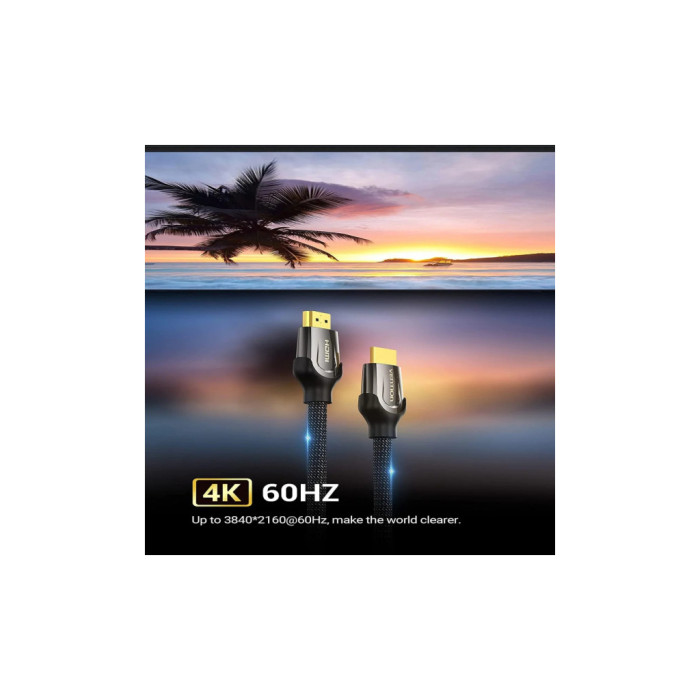 Кабель мультимедійний HDMI M to HDMI M 3.0m V2.0 4K60Hz braided zinc alloy black Vention (VAA-B05-B300)