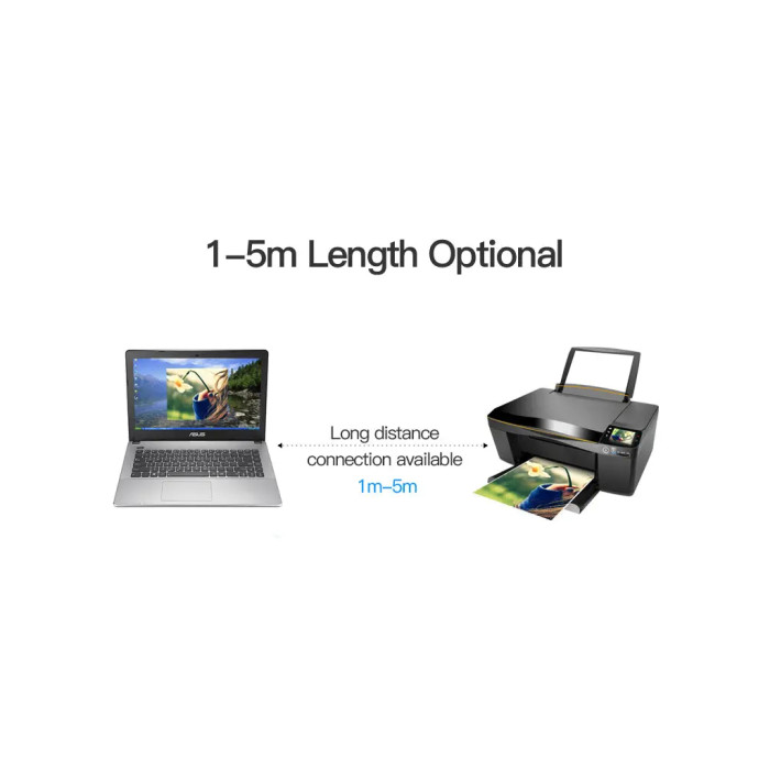 Кабель для принтера USB 2.0 AM/BM 1.0m black Vention (VAS-A16-B100)