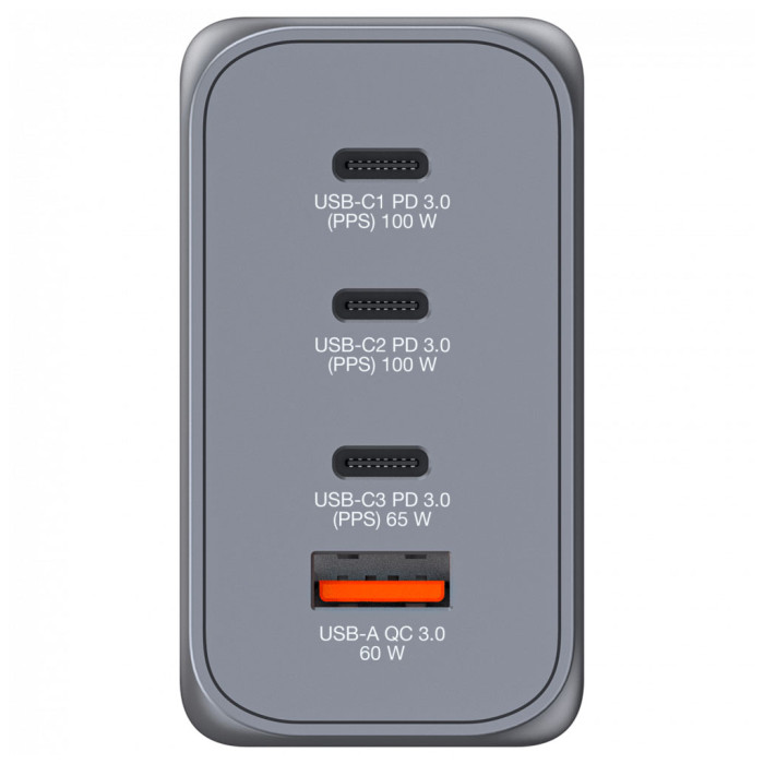 Зарядний пристрій Verbatim GaN 200 W 4 ports (2xUSB-C-100 W,USB-C-65 W /USB-A -3.0) (32204)