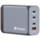 Зарядний пристрій Verbatim GaN 240 W 4 ports (USB-C-140 W,USB-C-100 W,USB-C-65 W /USB-A -3.0) (32205)