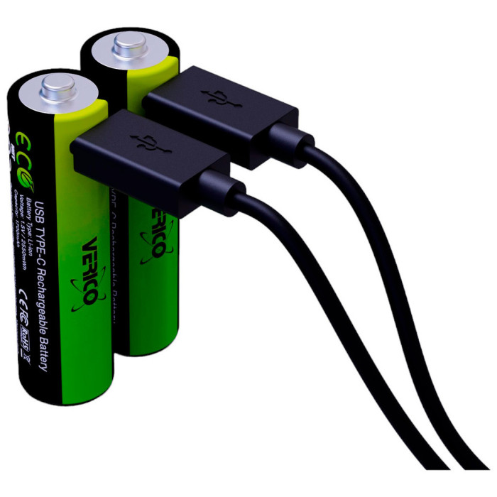 Акумулятор Verico AA USB Type-C 1700mAh 1.5V Li-ion * 2 (LoopEnergy) (1UDBT-A1WEA2-NN)
