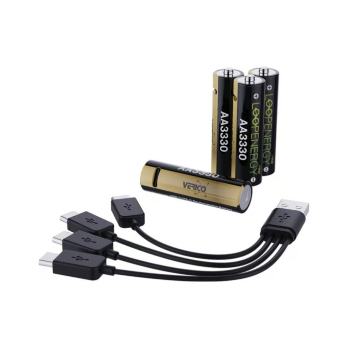 Акумулятор Verico AA USB Type-C 2220mAh/3330mWh-1.5V Li-ion 4шт./уп. (Loop Energy PRO) (1UDBT-A6WEAC-NN)