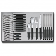 Набір столових приборів Victorinox Swiss Modern Table Set 24 шт Steak Black (6.9093.12W.24)