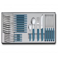 Набір столових приборів Victorinox Swiss Modern Table Set 24 шт Tomato Blue (6.9096.11W2.24)