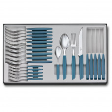 Набір столових приборів Victorinox Swiss Modern Table Set 24 шт Steak Blue (6.9096.12W2.24)