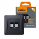 Комп'ютерна розетка Videx BINERA CAT6 + CAT3 подвійна черн (VF-BNSK2PC6TF3-BG)