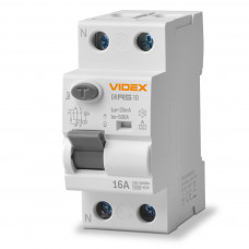 Автоматичний вимикач Videx RESIST А 2п 30мА 10кА 16А (VF-RS10-DR2А16)
