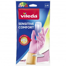 Рукавички господарські Vileda Sensitive ComfortPlus латексні для делікатних робіт L 1 пара (4003790006890)