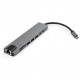 Концентратор Vinga Type-C to 4K HDMI+2*USB3.0+GigabitLAN+SD+2*PD aluminium (VCPATC2U3CRLNHIPDGR)