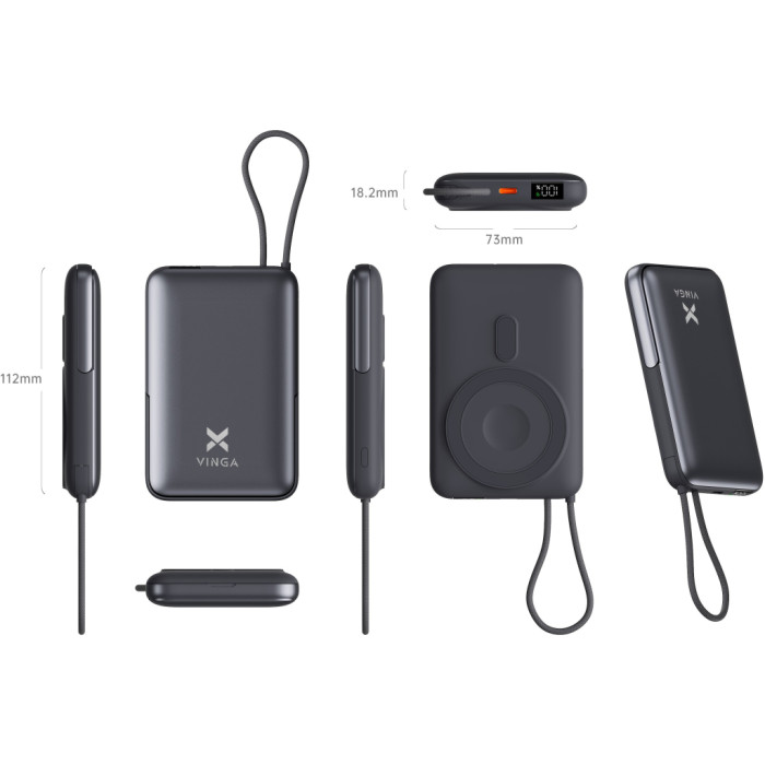 Батарея універсальна Vinga 10000 mAh 22.5W/15W/2.5W Wireless (VPBB1022WL)