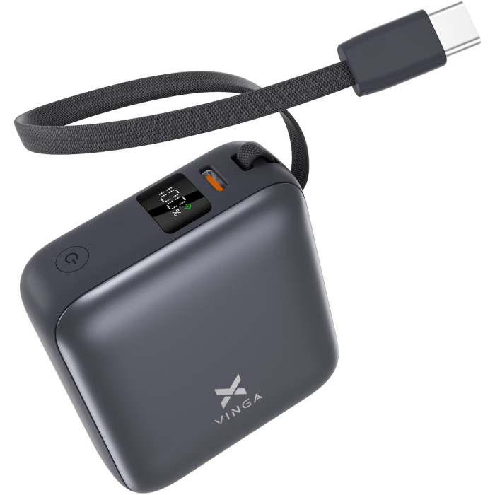 Батарея універсальна Vinga 10000 mAh 35W Display Cable (VPBB1035C)