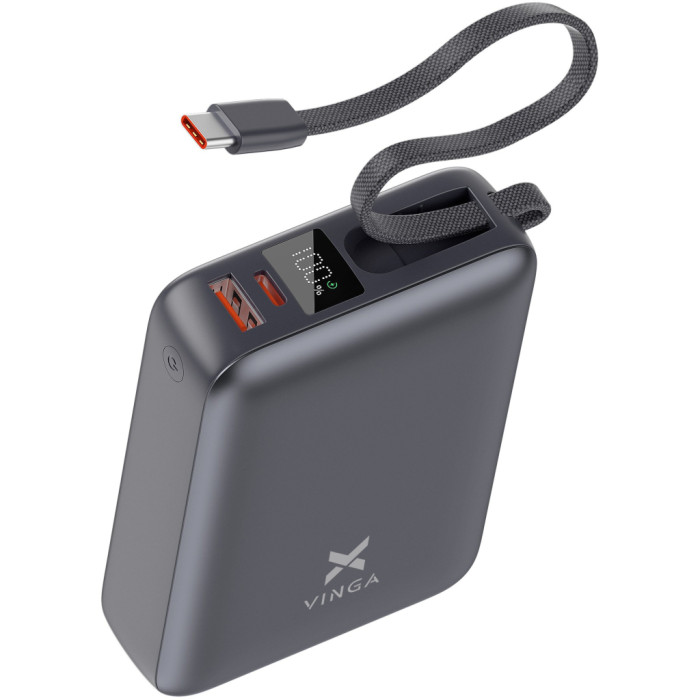 Батарея універсальна Vinga 20000 mAh 45W Display Cable (VPBB2045C)