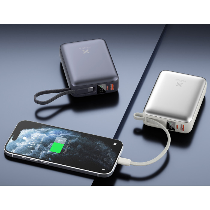 Батарея універсальна Vinga 20000 mAh 45W Display Cable (VPBB2045C)