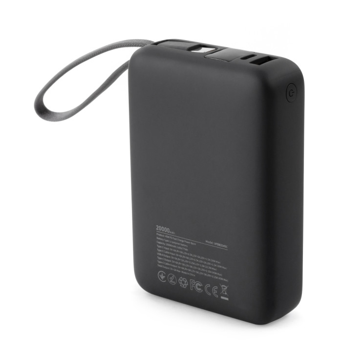 Батарея універсальна Vinga 20000 mAh 45W Display Cable (VPBB2045C)