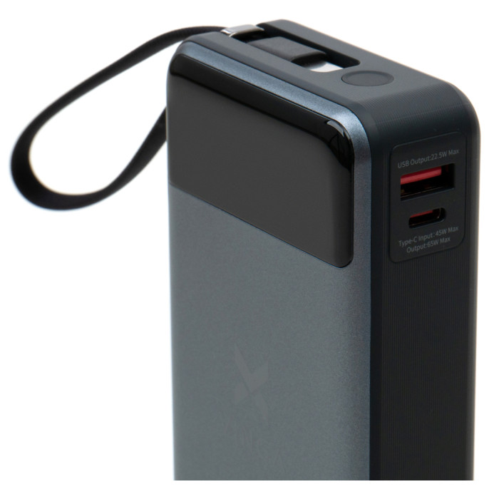 Батарея універсальна Vinga 20000 mAh 65W Display USB-C Cable Grey (VPBB2065C)