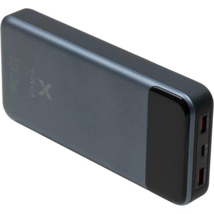 Батарея універсальна Vinga 30000 mAh 100W Display VA Grey (Li-Ion) (VPBB30100)