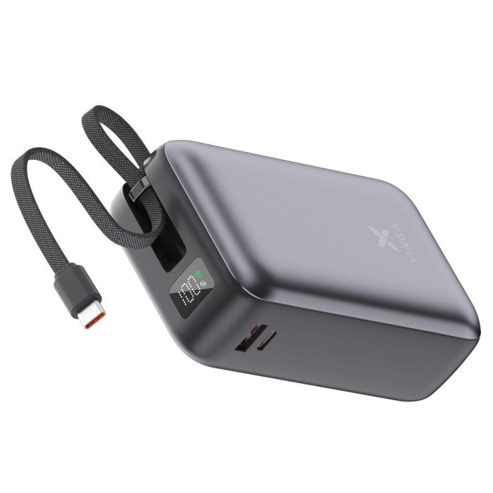Батарея універсальна Vinga 30000 mAh 65W Display Cable (VPBB3065C)