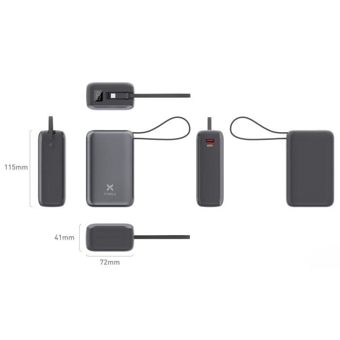 Батарея універсальна Vinga 30000 mAh 65W Display Cable (VPBB3065C)
