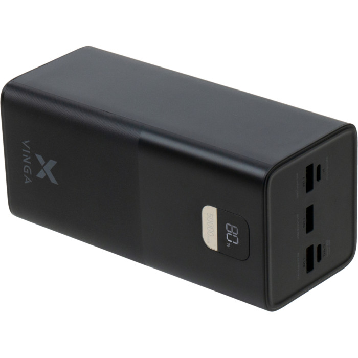 Батарея універсальна Vinga 50000 mAh 22.5W Display Black (VPBB5022)